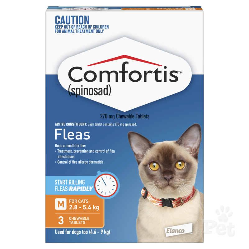 Comfortis Cat Orange 2.8 5.4kg 3pk Dog Flea Worm Flea