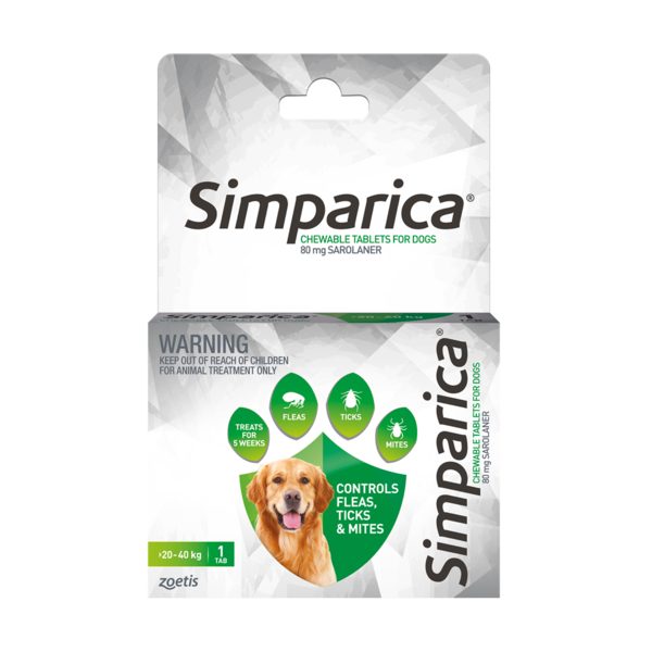 Simparica Chewable Tab for Dogs 20-40kg 1 pack