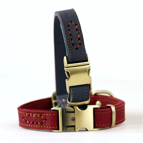 Nubuck Adjustable Leather Collar