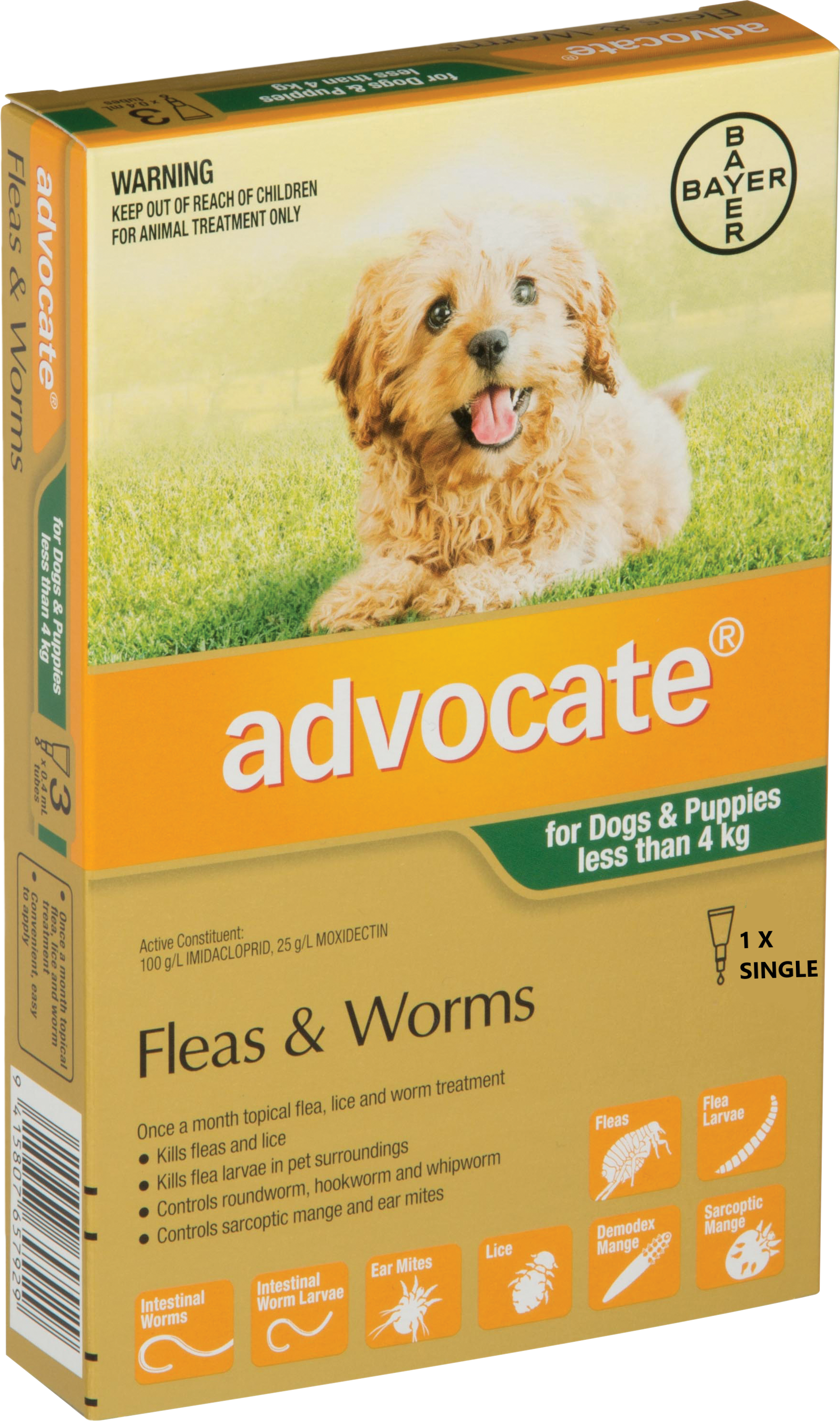 Advocate Small Dog under 4kg Single Dog Flea Worm Pet Shop