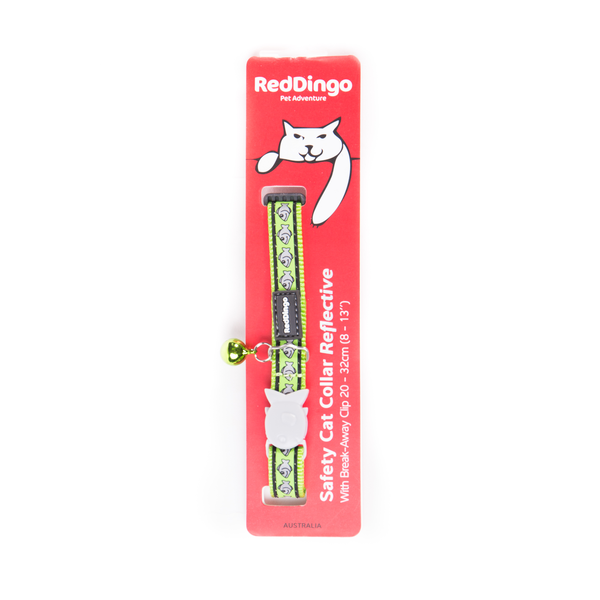 Red Dingo Cat Collar Ref Fish Lime Green