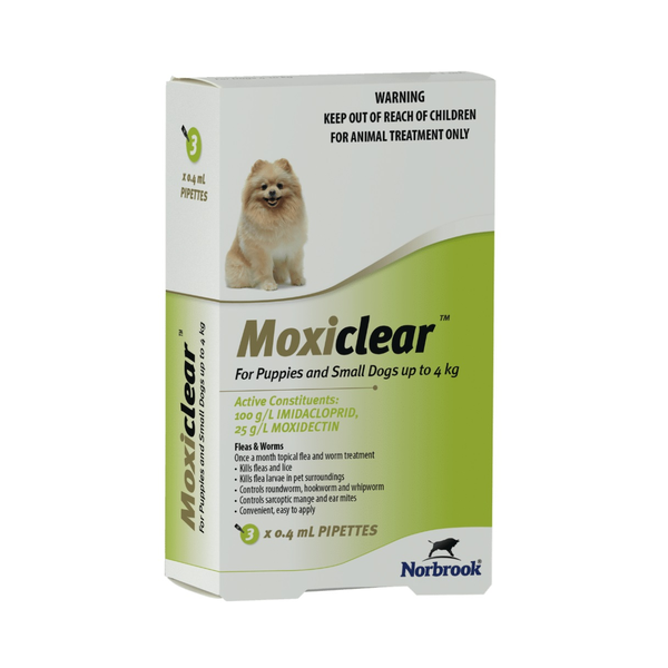 Moxiclear Flea and Worm Treatment For Puppies and Small Dogs up to 4kg