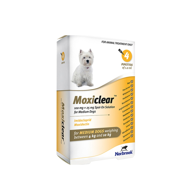 Moxiclear Flea and Worm Treatment For Medium Dogs 4-10kg