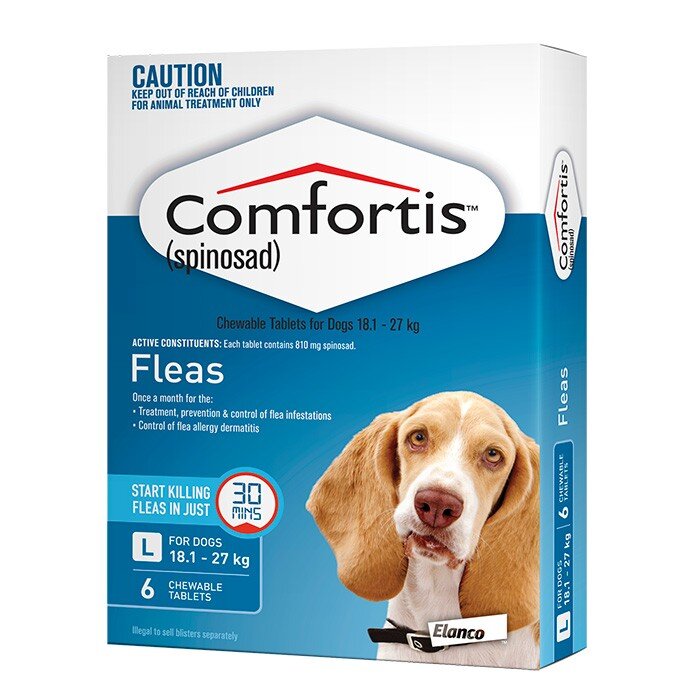 Comfortis Dog Blue 18.1 27kg 6pk Dog Flea Worm Flea Treatments