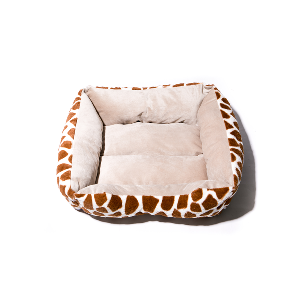 Giraffe Print Grey Velvet Pet Bed