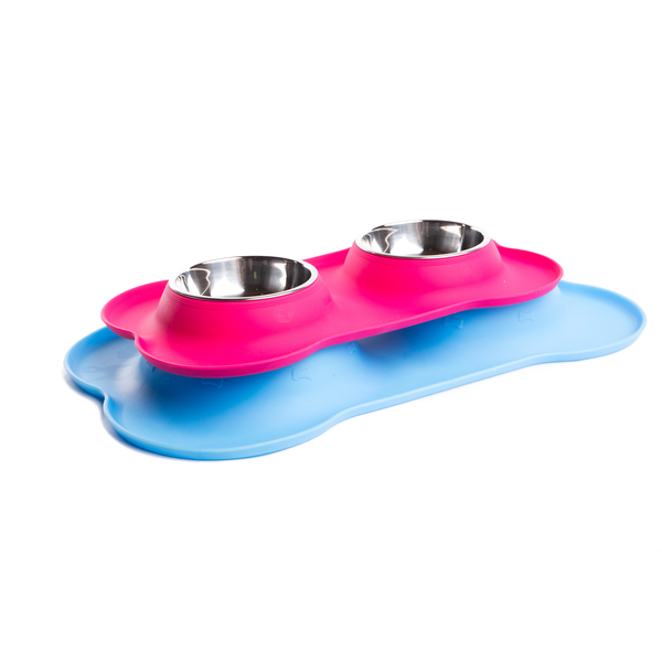 Double Silicone Bone Shaped Food Bowl