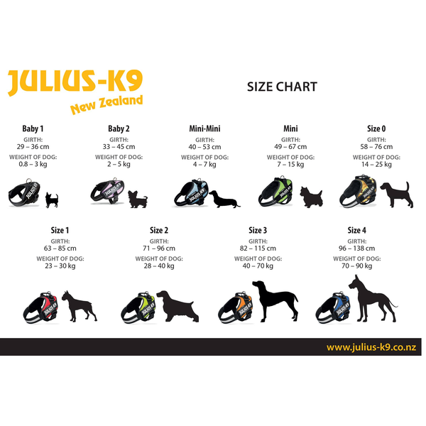 Size chart for julius k9 clearance harness