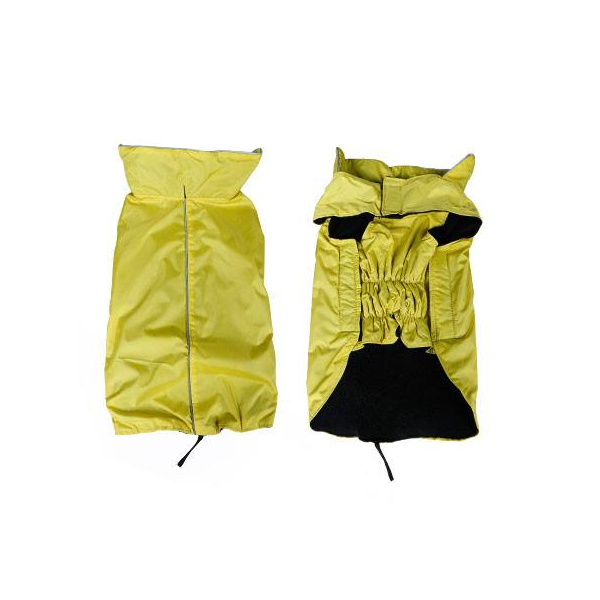 Fleece Lined Waterproof Dog Jacket - Yellow