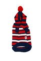 Small Dog Pom Pom Striped Hoodie - Red